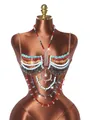 Detalle exquisito de cadena de cuerpo de cuentas acrílicas coloridas hecha a mano - Talla única / Multicolor