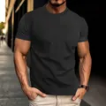 Primer plano de una camiseta de hombre de secado rápido con textura de gofre en gris oscuro. - S / Negro