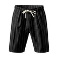 Men's stylish pinstriped drawstring shorts with elastic waist for casual beach wear - S / Bottoms / Black