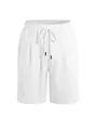 Bequeme weiße Herren-Leinen-Shorts mit Kordelzug und elastischem Bund für die Freizeit - Gebleichtes Weiß