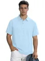 Klassisches hellblaues Leinen-Poloshirt für Herren mit kurzen Ärmeln und atmungsaktivem Stoff - Hellblau