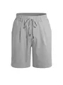 Bequeme und atmungsaktive Herren-Leinen-Shorts mit Kordelzug in einem hellen Grau - Dunkelgrau