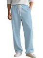 Pantaloni casual da uomo azzurri con motivo a rombi strutturato e spacchi laterali - Taglia S / Pantaloni e gonne / Azzurro