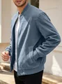 Chaqueta bomber clásica de ante azul para hombre con cremallera completa y puños elásticos - S / Tops / Aguamarina
