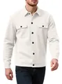 Men's casual white textured waffle knit jacket with single-breasted button-up design - White