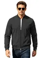 Giacca bomber da uomo classica in cotone nero con zip in metallo e polsini a coste - Taglia S / Top / Nero