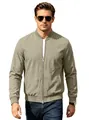 Hochwertige Herren Bomberjacke aus Baumwolle in Khaki mit lässiger Passform und Reißverschluss - Khaki