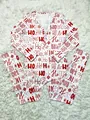 Festive white long-sleeved Christmas jumpsuit pajamas featuring red HO HO HO pattern design - S / Top And Bottom (D9468) / White