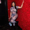 Sexy sheer mesh jumpsuit featuring intricate tattoo prints and short sleeves design - S / Top And Bottom / Blue Tattoo Print