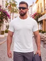 Close-up of a white quick-dry athletic t-shirt with breathable mesh and logo detail - M / Tops / White