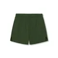 Detail view of men's dark green quick-dry athletic shorts with an elastic waistband - M / Bottoms / Olive Green