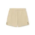 Flat lay view of khaki men's quick-dry woven athletic shorts with side vents - M / Bottoms / Apricot