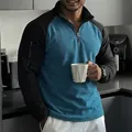 Sudadera de forro polar para hombre con media cremallera y diseño bicolor azul y negro - Azul lago