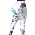 Detail view of high-waist yoga leggings with realistic $100 dollar bill print texture - S / Bottoms / White-1