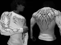 White compression gym shirt with dark death metal thorn print and skull detail back view - White