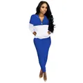 Conjunto de dos piezas de moda con sudadera azul y blanca y pantalones a juego. - S / Top Y Pantalón / Azul
