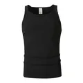 Men's black ribbed knit sleeveless tank top for fitness outdoor workout training - S / Tops / Black
