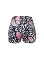 High-waisted women's yoga shorts with a leopard pattern and pink butterfly prints - S / Bottoms / Leopard With Pink Butterfly Print