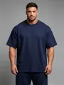 Vorderansicht eines übergroßen dunkelblauen T-Shirts mit Rundhalsausschnitt für Herren. - S / Oberteile / Marineblau