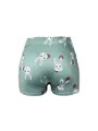 Détail d'un short de yoga vert sauge avec motif de lapin mignon et taille élastiquée. - S / Bas / Imprimé Lapin Vert Haricot à Pois