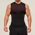 Detailed view of men's quick-dry compression gym tank top with breathable mesh panel - S / Tops / Black and Red