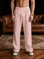 Atmungsaktive, lockere rosa Herren-Freizeithose mit geradem Bein und praktischem Kordelzug - S / Unterteile / Khaki