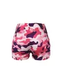 Vue arrière du short de yoga sexy pour femme avec imprimé camouflage rose, coupe ajustée. - S / Bas / Imprimé camouflage rose violet (12)
