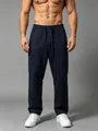 Professional men's loose navy blue drawstring joggers for fitness and running sessions - S / Bottoms / Navy Blue
