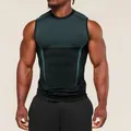 Detail of breathable compression vest for men with turquoise honeycomb mesh pattern - S / Tops / Black Patchwork Blue