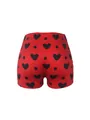 Vue détaillée du short moulant rouge avec motifs de cœurs et pois noirs. - S / Bas / Rouge avec cœurs noirs et pois (17)