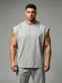 Professional men's athletic sleeveless grey cotton vest for gym training and casual wear - S / Tops / Marl Grey