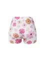 Vue détaillée du short de yoga pour femme à imprimé floral rose et orange, taille haute. - S / Bas / Blanc avec imprimé floral rose orange