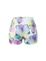 Vue détaillée du short de yoga pour femmes avec imprimé papillon et pois colorés - S / Bas / Blanc avec imprimé à pois et papillons