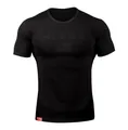 Men's black muscle fit athletic t-shirt with Alpha chest print for gym and fitness - M / Tops / Black