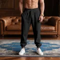 Men's black lightweight casual jogger pants with adjustable drawstring waist for summer - S / Bottoms / Black