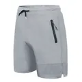 Herren leichte graue Laufshorts schnelltrocknend mit Reißverschlusstasche und Mesh-Gewebe - M / Unterteile / Hellgrau