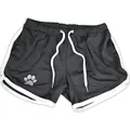 Pantalones cortos deportivos de malla transpirable para hombre con diseño de huella blanca - Negro con borde blanco