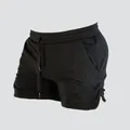 Schwarze Herren-Laufshorts, schnell trocknend, atmungsaktives Mesh mit Kordelzug - M / Unterteile / Schwarz
