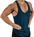 Men's dark blue solid color fitness tank top for bodybuilding and muscle gym training - M / Tops / Blue