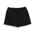 Détail du short de sport noir à séchage rapide avec liseré blanc et cordon de serrage - M / Bas / Noir