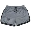 Pantalones cortos deportivos grises de malla transpirable para hombre con huella negra - Gris oscuro con ribete negro