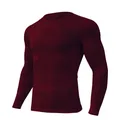 Men's burgundy heathered compression long-sleeve sports T-shirt for training - M / Tops / Burgundy