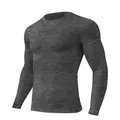 Herren-Kompressions-T-Shirt, Langarm, schnelltrocknend, in Dunkelgrau meliertem Design - Dunkelgrau