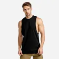 Men's black muscle tank top for fitness, breathable slim fit sleeveless t-shirt - Plain Black
