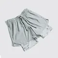 Close-up detail of men's double-layer quick-dry athletic running shorts with camo liner - M / Bottoms / Light Gray