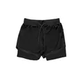Pantalones cortos deportivos de doble capa para hombre en negro para fitness y correr. - M / Bottoms / Negro