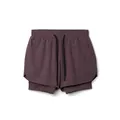 High-quality men's quick-dry double-layer running shorts with breathable mesh inner lining - Burgundy