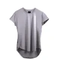 Men's slim fit athletic bodybuilding training t-shirt in light grey with curved hem design - M / Tops / Gray