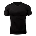 Men's solid black compression t-shirt designed for athletic fitness and muscle training - M / Tops / Black