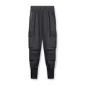 High-performance dark gray slim-fit men's cargo joggers for gym fitness and running training - S / Black